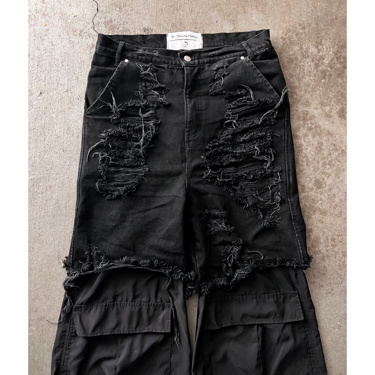 "Hybrid" Nylon/Denim Cargo Pants