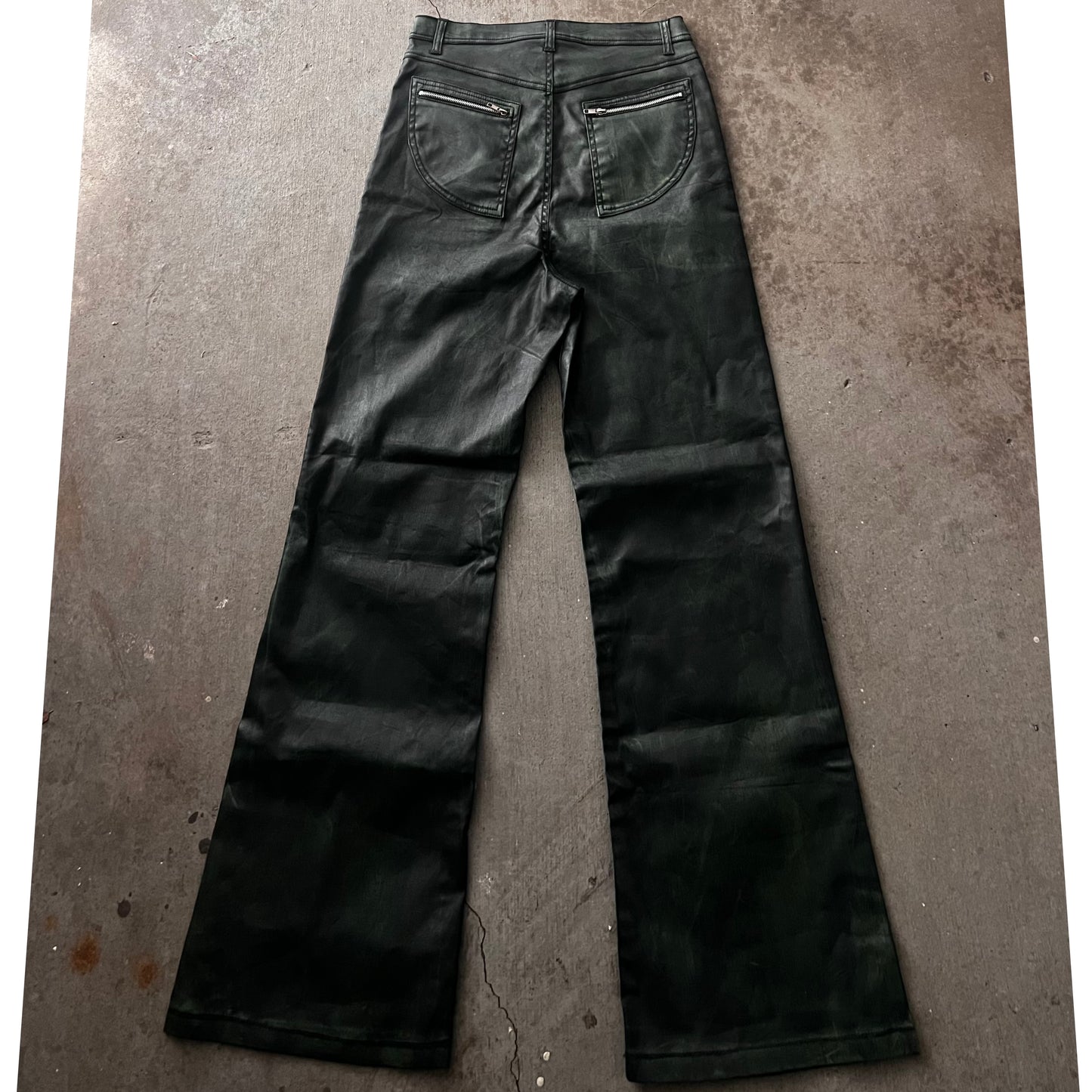 "Aura" Straight-Leg Wax Denim Pants