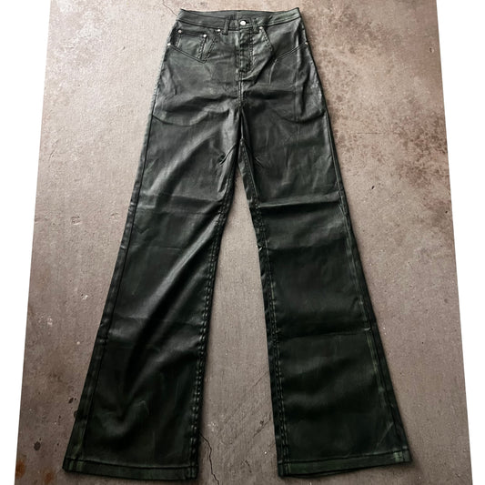 "Aura" Straight-Leg Wax Denim Pants